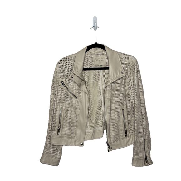 Anthropologie x Blank NYC Imelda Faux Leather Perforated Moto Jacket Size LP - Picture 1 of 9